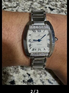 Charisma Silver-Tone Stainless Steel Bracelet Watch with Blue Hands